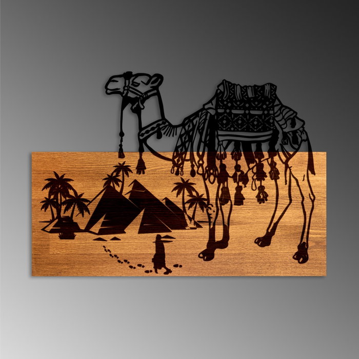 Wallity Yok Deve Escultura de Pared en Nogal y Negro